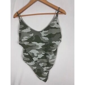 Aerie Swimsuit Strappy Back One Piece Camo Green Gray Swimsuit Size Large
